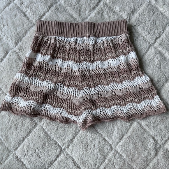 Princess Polly | Brown Leah Striped Sheer Knit Coverup Shorts | Size 2 - Picture 3 of 11